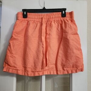 J.Crew Sz 2 Coral Paper-Bag Waist Drawstring Cotton/Ramie Mini Skirt Style 78626